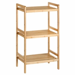 SONGMICS Bambusregal, Küchenregal, Badregal, Bücherregal, Standregal mit 3 Ablagen, 31,5 x 45 x 80 cm, für Bad, Küche, Wohnzimmer, Schlafzimmer, Balkon, naturfarben BCB073N01 - 1