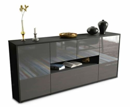 Stil.Zeit Sideboard Olaf - Korpus anthrazit matt - Front Hochglanz Graphit (180x79x35cm) Push-to-Open Technik & Leichtlaufschienen - 1