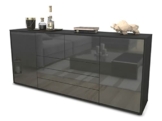 Stil.Zeit Sideboard Ole - Korpus anthrazit matt - Front Hochglanz Graphit (180x79x35cm) Push-to-Open Technik & Leichtlaufschienen - 1