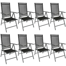 TecTake Aluminium Gartenstuhl Set, klappbar, 7-Fach Verstellbarer Klappstuhl, mit Armlehnen - Diverse Farben und Mengen - (Anthrazit | 8er Set | Nr. 404367) - 1