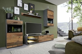 trendteam smart living Wohnzimmer 4-teilige Set Kombination Mango, 246 x 182 x 37 cm Front Old Wood, Korpus und Absetzung Matera mit viel Stauraum - 1
