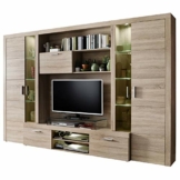 trendteam smart living Wohnzimmer Anbauwand Wohnwand Wohnzimmerschrank Mondeo, 291 x 197 x 41 cm in Eiche Sägerau hell mit viel Stauraum und Ablagefläche - 1