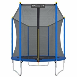 Ultrasport Gartentrampolin Uni-Jump, Kindertrampolin, Ø 183 cm, Trampolin Komplettset inklusive Sprungmatte, Sicherheitsnetz, gepolsterten Netzpfosten und Randabdeckung, Blau - 1