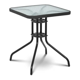 Uniprodo Uni_Table_02 Gartentisch 60 x 60 cm Glasplatte quadratisch schwarz Balkontisch Bistrotisch Gartenmöbel - 1