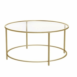 VASAGLE Runder Couchtisch, Ø 84 cm, Wohnzimmertisch mit Stahlgestell, Salontisch, Beistelltisch, golden LGT21G - 1