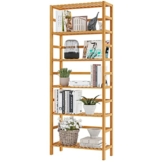 VIAGDO Bambusregal, Küchenregal, Badregal, Bücherregal, Standregal mit 6 verstellbaren Ablagen, 60 x 26 x 162 cm, für Bad, Küche, Wohnzimmer, Schlafzimmer, Balkon, Naturfarben - 1