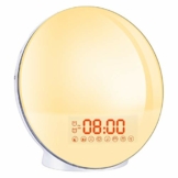 Wake Up Light Lichtwecker Bawoo Nachttischlampe Radiowecker Sonnenaufgang Sonnenuntergang mit 8 natürlichen Töne 7 Farben FM Radio Snooze Funktion - 1