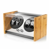 Watch Winder Smith Uhrenbeweger aus Bambusholz und Metall für 4 Uhren, WWS-B2BAM - 1