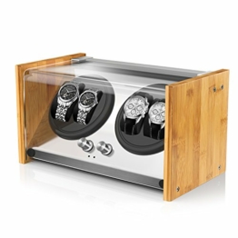 Watch Winder Smith Uhrenbeweger aus Bambusholz und Metall für 4 Uhren, WWS-B2BAM - 1