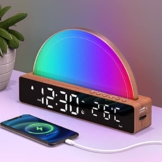 Wecker mit Licht, Wake Up Lichtwecker, White Noise Machine, Nachttischlampe Touch Dimmbar Tischlampe mit 10 Schlafhilfe Geräusche/Snooze/Timer/Temperaturanzeige/USB Ladestation, Geschenke Weihnachten - 1