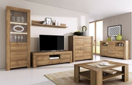 Wohnzimmer Set Wohnwand Sky Tv Schrank Vitrine Hängeregal Kommode Sideboard Couchtisch (Riviera Eiche) - 1