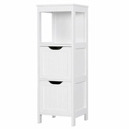 Yaheetech Badschrank, Badkommode, lackiertes Badregal weiß, Badezimmer Schrank mit abnehmbaren Schubladen, Nachtkommode, Eckkommode, 30x30x89cm LBH - 1