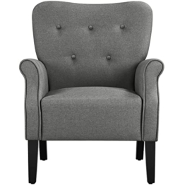 Yaheetech moderner Ohrensessel Holzbeine Sessel Polstersessel Fernsehsessel mit Armlehnen Einzelsofa Sitzkomfort - 1