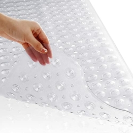 Yimobra Badewannenmatte, Extra Lang Badematte für Wanne Anti-Rutsch mit Abflusslöchern, Saugnäpfen, Phthalatfrei, Latexfrei, BPA-frei und Maschinenwaschbar (100 x 40 cm, Transparent) - 1