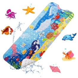 YOCOLE Badewannenmatte Kinder, 100x40cm Duschmatte Badematte Rutschfest, Antirutschmatte Badewanne Dusche Badewanneneinlage, BPA-frei PVC Bath Mat mit Saugnäpfen, Schimmelresistent & Maschinenwaschbar - 1