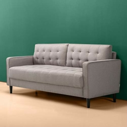 ZINUS Benton Sofa | Mid-Century | Einfache Montage ohne Werkzeug | Kissen mit Gitter-Tufting | Schmal zulaufende Beine | Sofa in einer Box | Stone Grey - 1